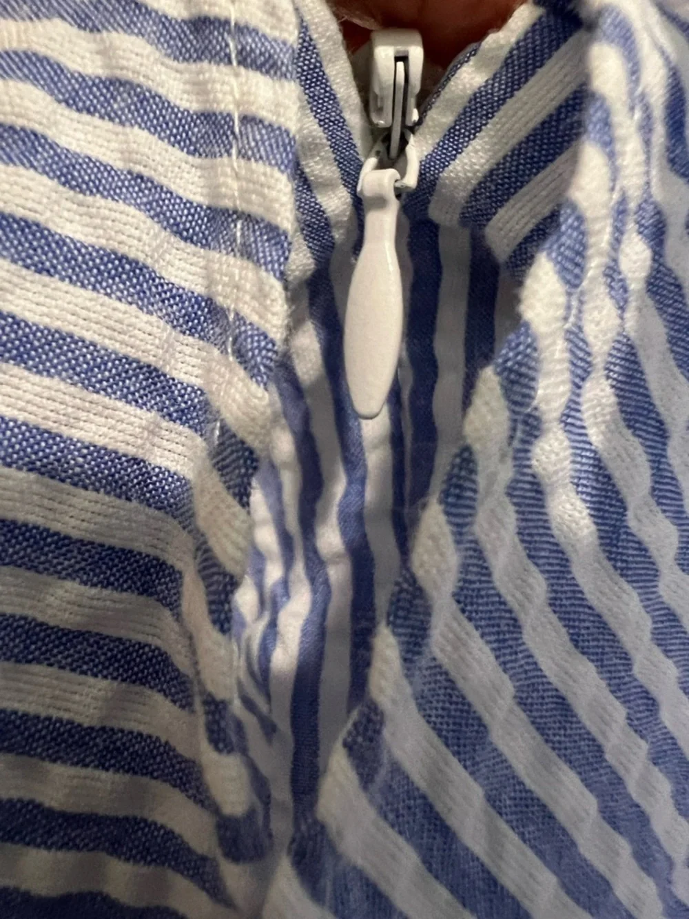 J. Crew Blue and White One-Shoulder Ruffle Dress 00